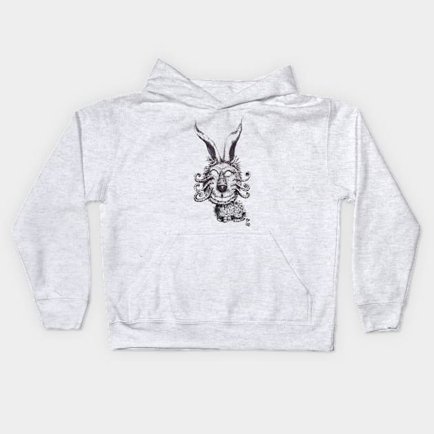 Wierd Rabbit Art Kids Hoodie by IVNK